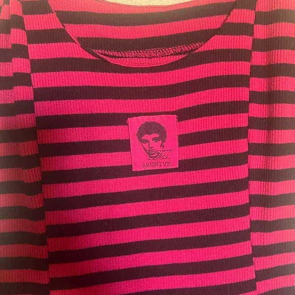 Betsey Johnson Striped Pink and Black bustle body con Women's Dress - Picture 3 of 9